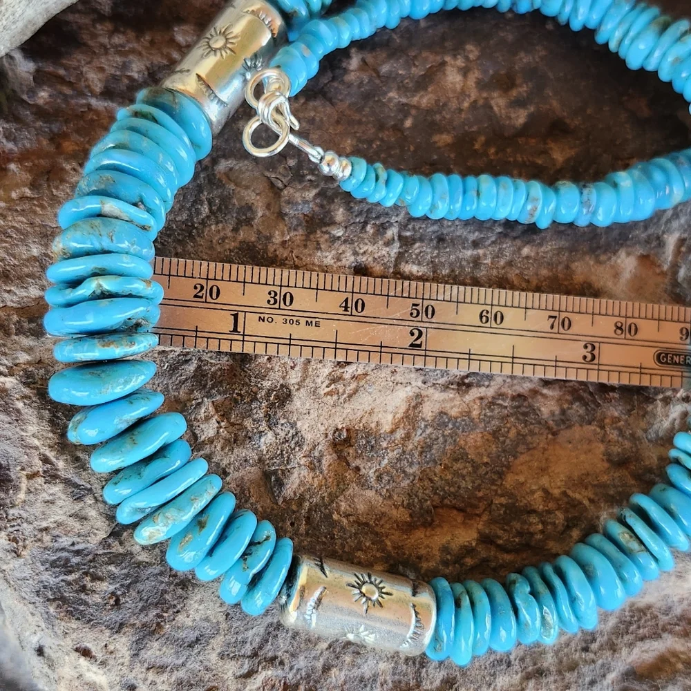 Sterling Silver Genuine Turquoise Necklace - Picture 3 of 17